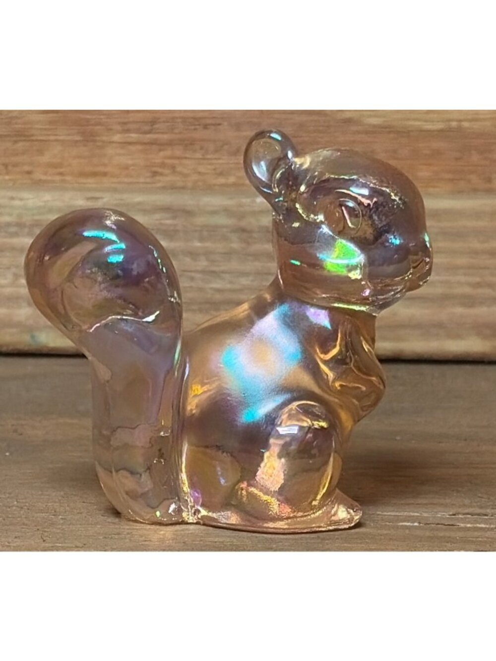 Fenton Handmade Iridescent Glass Squirrel Figurine Amber 2-3/4" Tall Collectible